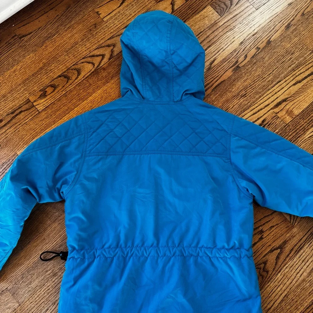 LL‎ BEAN Size S petite Vintage Blue Hooded Parka Coat Jacket CR27 missing fur